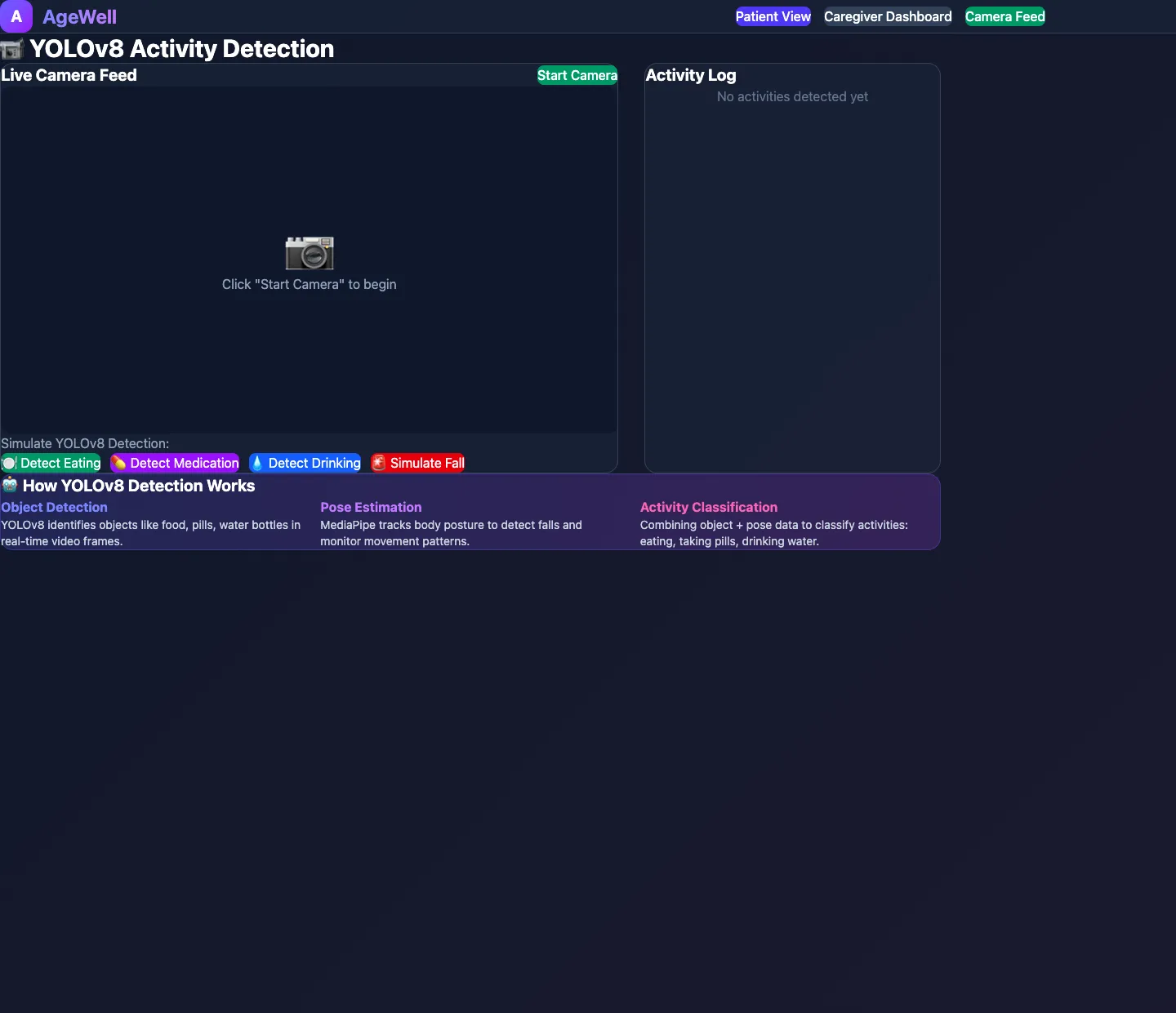 Camera and activity-detection view