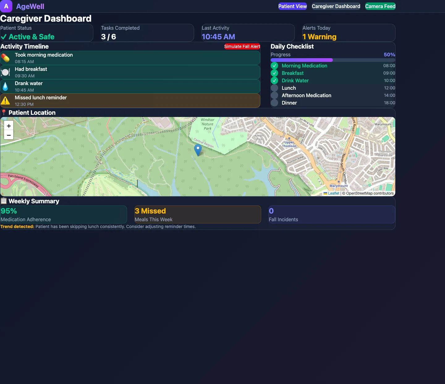 Caregiver dashboard